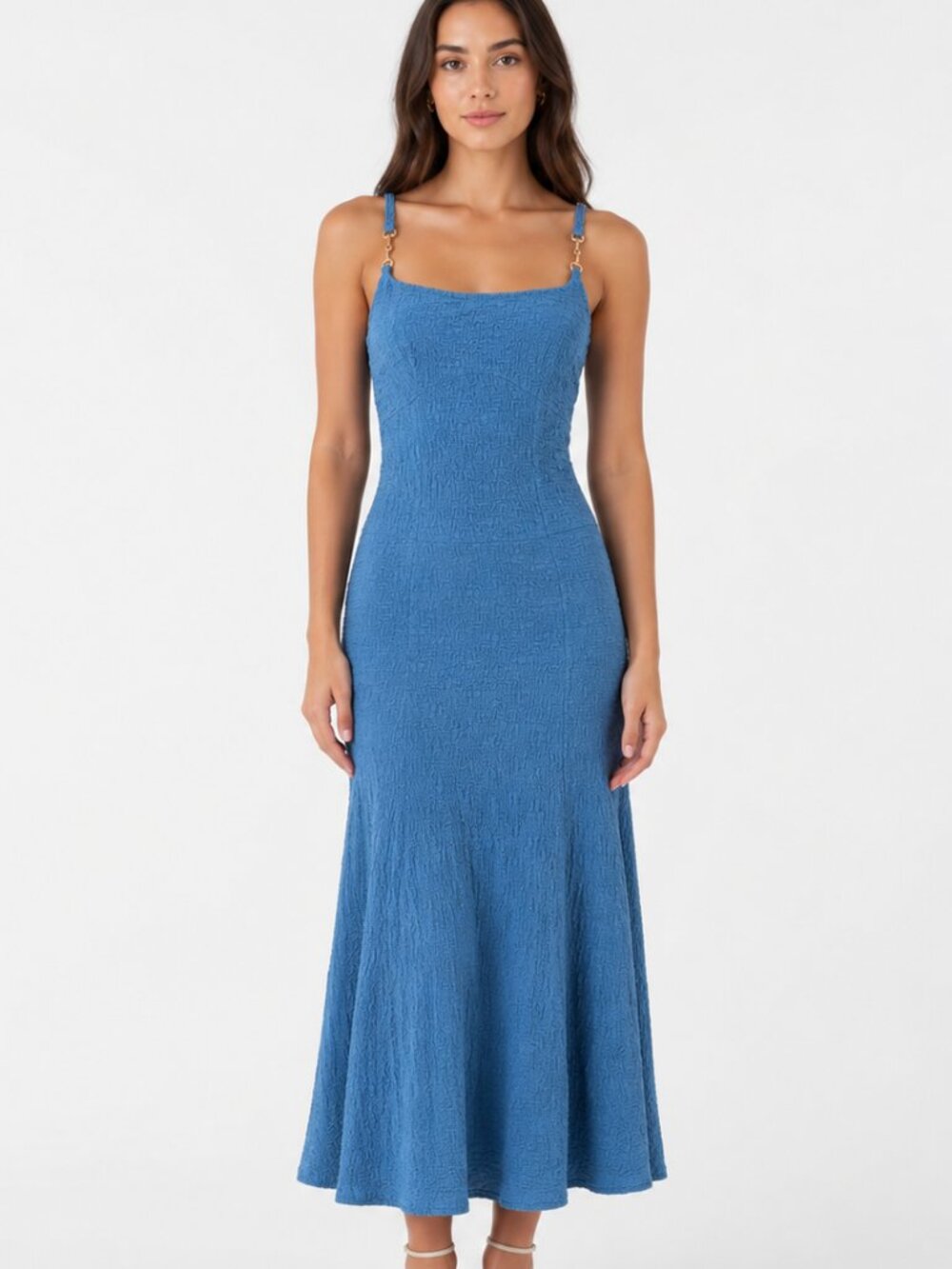 Grand Street Studios Blue Horsebit Strap Maxi Dress Size M NWT